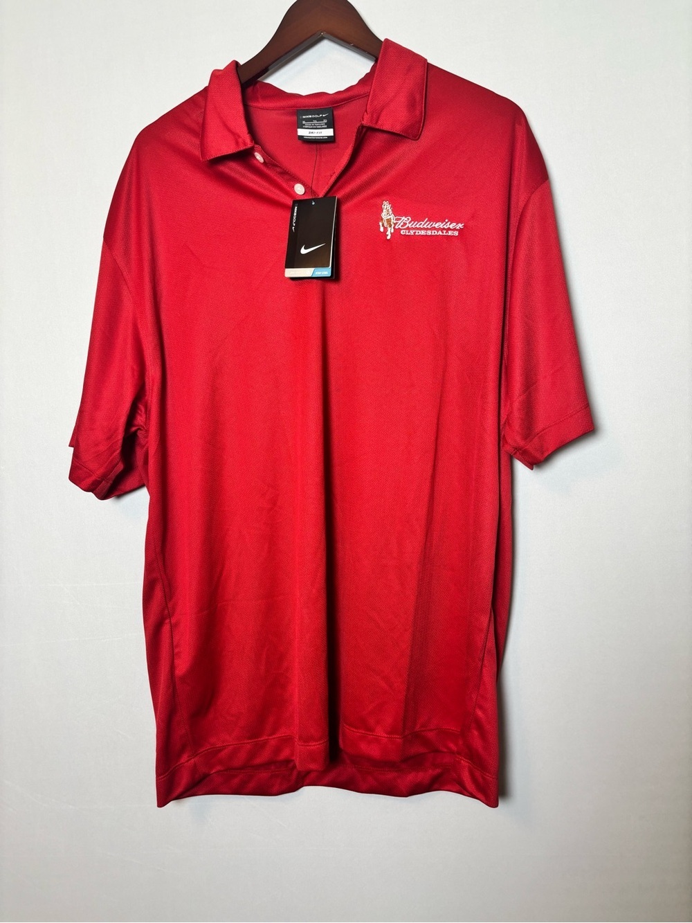 Nike Men’s Budweiser Clydesdale Red Golf Shirt XL New